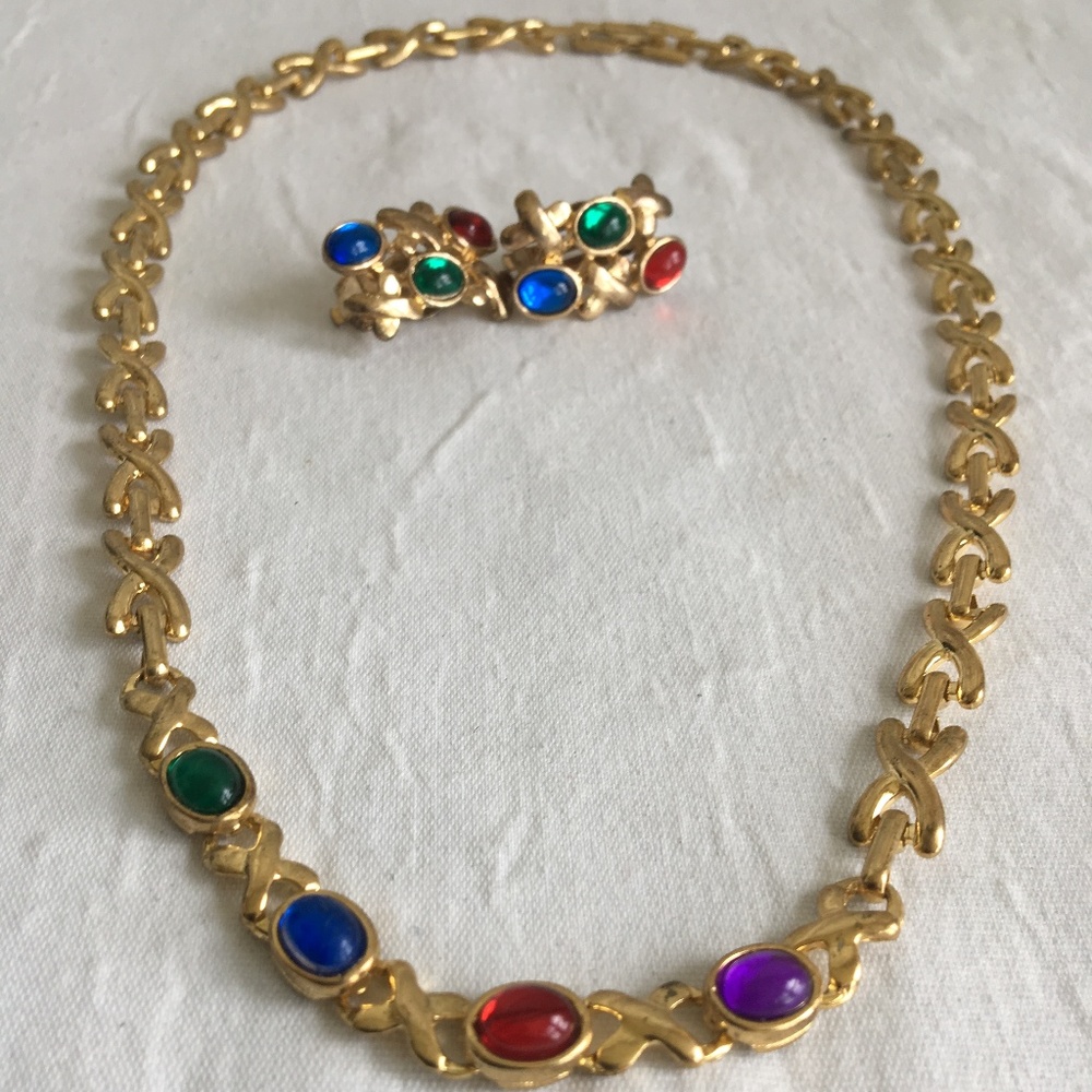 Vintage Gold Tone Multicolored Set